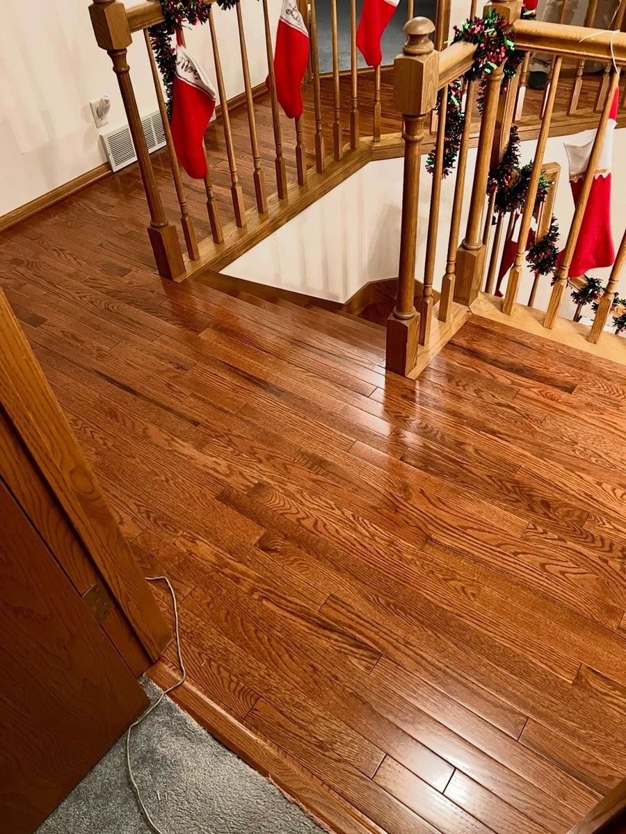 After — red oak hardwood landing