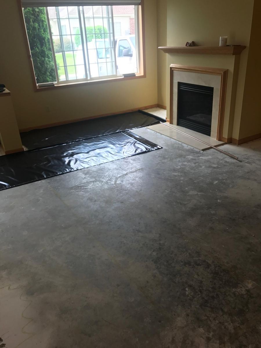 Before — bare concrete slab