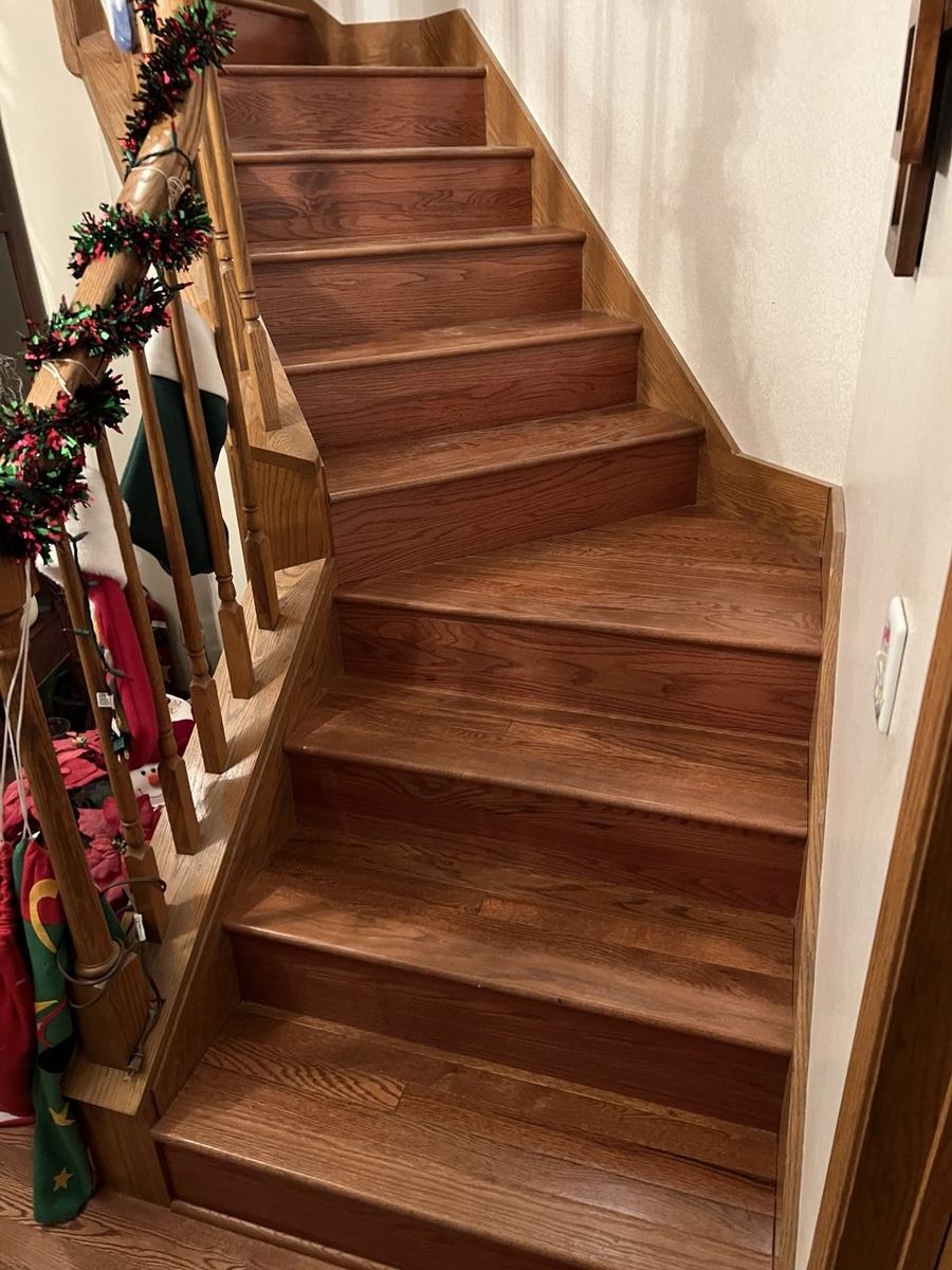 Solid red oak staircase