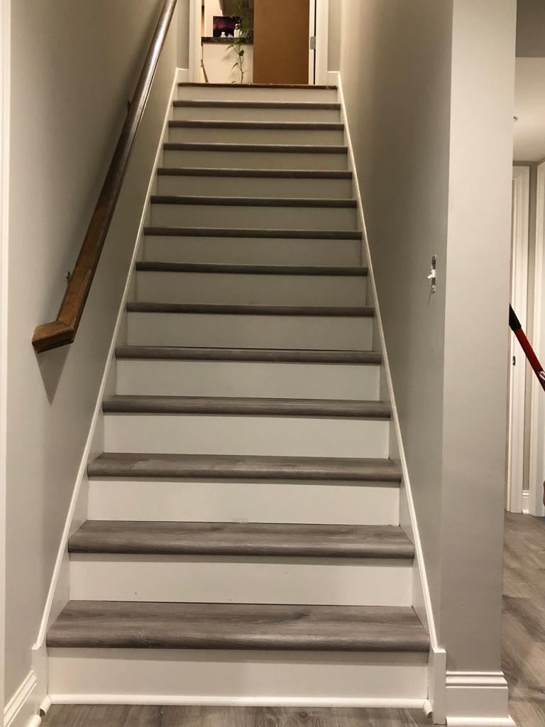Gunstock oak hallway with steps