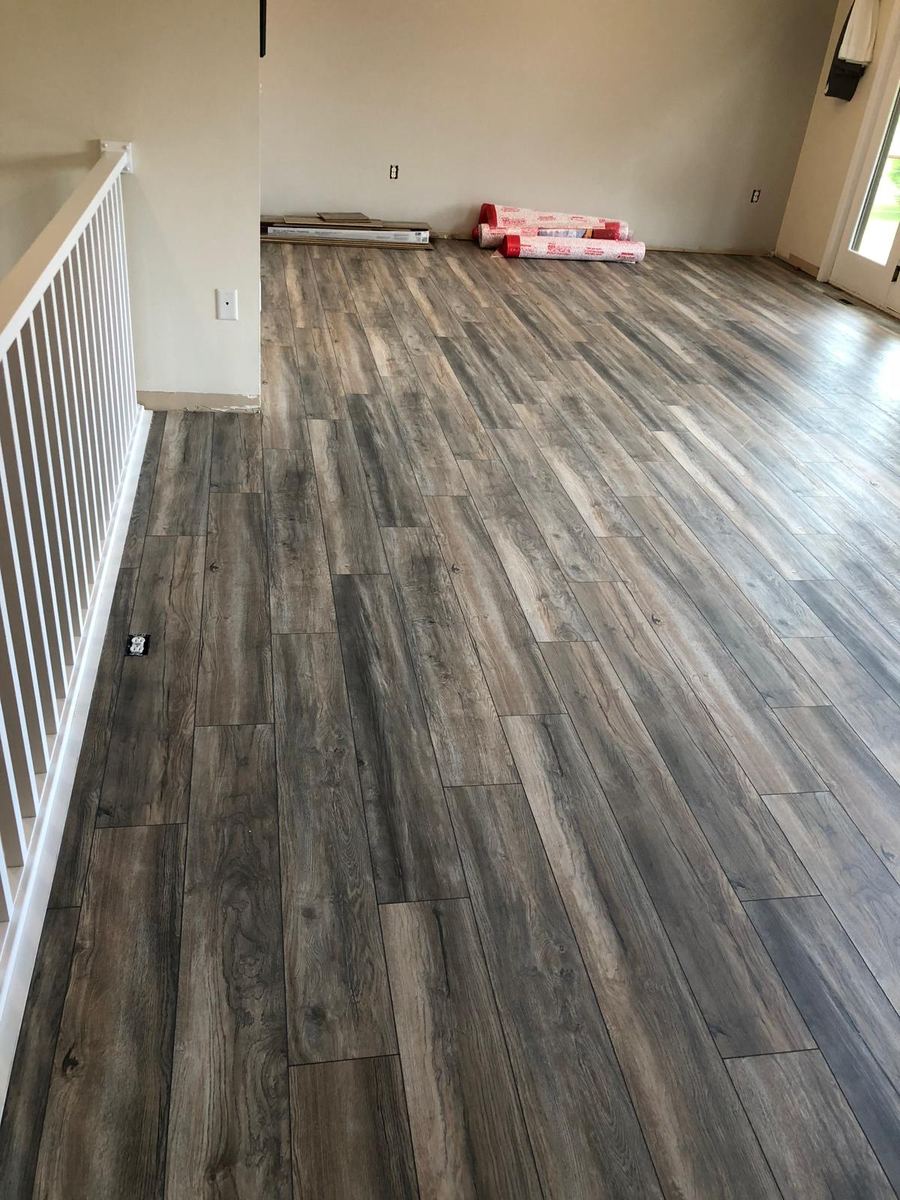 Weathered oak laminate family room
