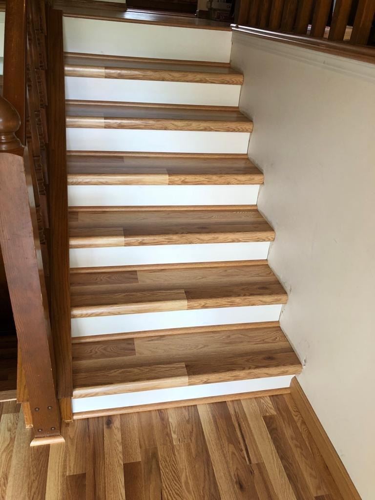 Oak treads and white risers staircase