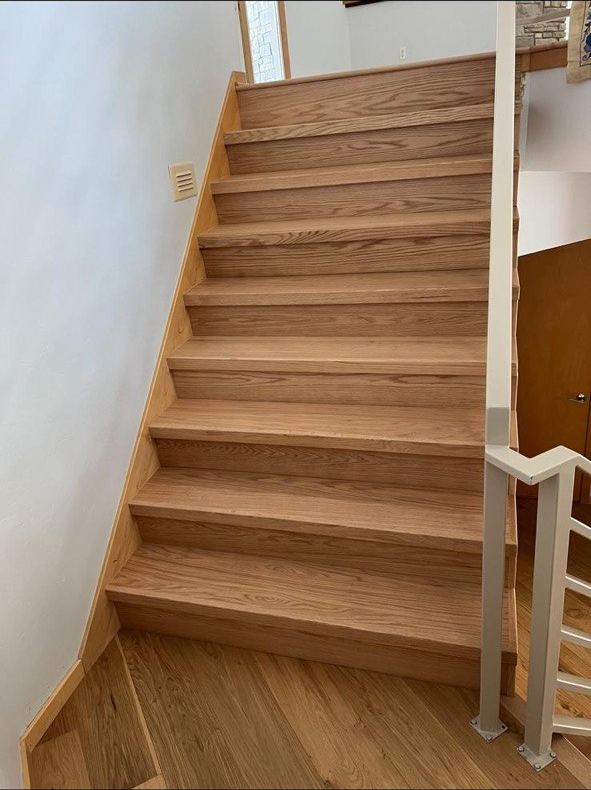 Red oak staircase natural finish